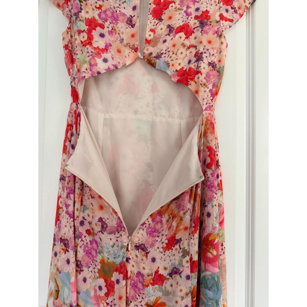 Reiss NWT Floral Ombre Midi Dress US 8 Pink Multicolor Slit Wedding Guest $290 - Picture 6 of 14